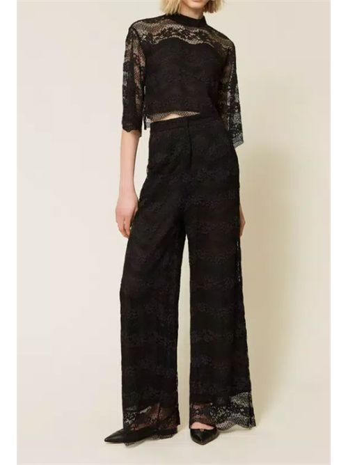 MACRAME' LACE PANTS TWIN SET | 261TP290100006 NERO